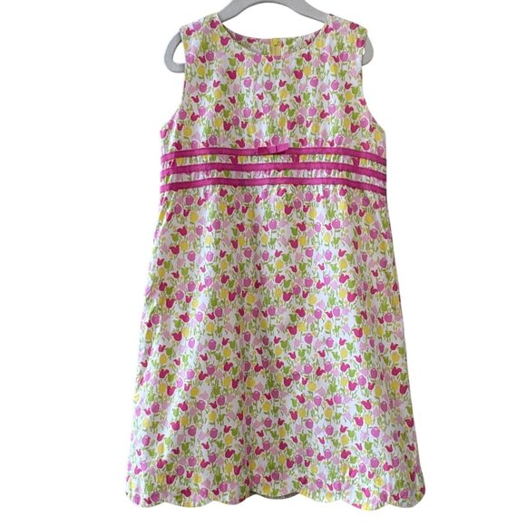 Lilly Pulitzer Other - LILLY PULITZER Tulips Dress Girls 7 Scalloped Hem Sleeveless Floral Summer Shift